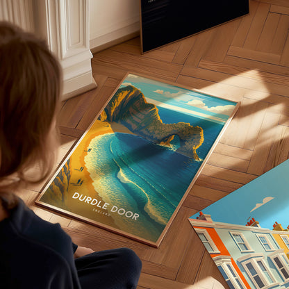 Durdle Door England Poster | Jurassic Coast Sea Arch Wall Art | Framed or Unframed