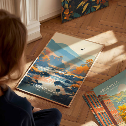 French Broad River Poster | Appalachian Nature Wall Art | Framed or Unframed