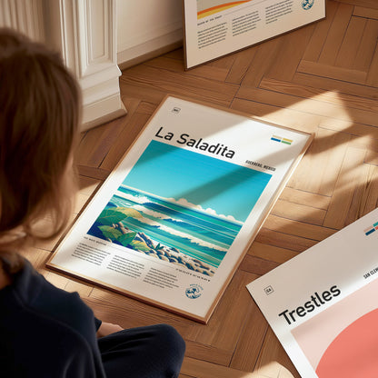 La Saladita Surf Poster | Guerrero Mexico Long Left Point Wall Art