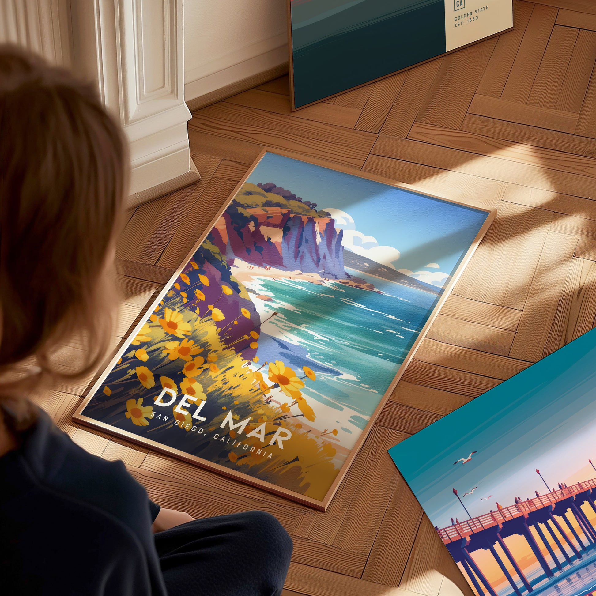 Del Mar California Poster | San Diego Beach Wall Art | Framed or Unframed