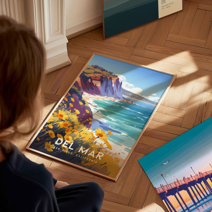 Del Mar California Poster | San Diego Beach Wall Art | Framed or Unframed