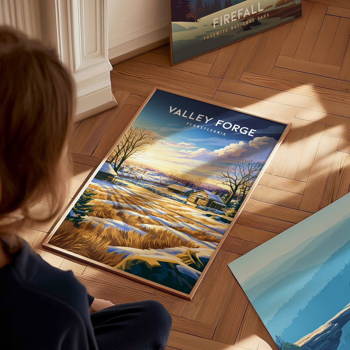 Valley Forge, Pennsylvania Poster | Historic Winter Encampment Travel Wall Art — styled in a modern interior