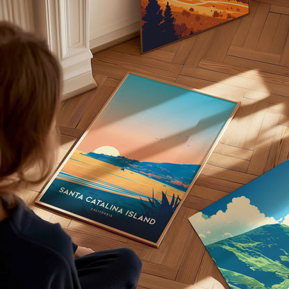 Catalina Island Poster | California Coastal Art | Santa Catalina Beach