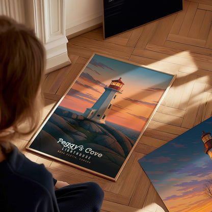 Peggy's Cove Lighthouse Poster | Nova Scotia Coastal Wall Art