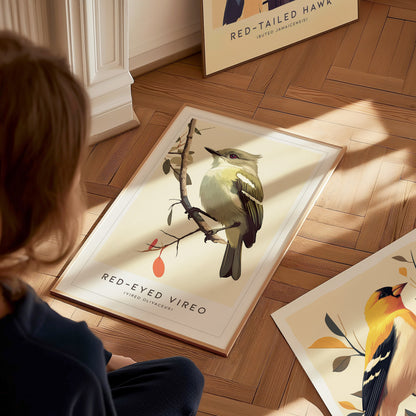 Red-Eyed Vireo Poster | Forest Songbird Wall Art