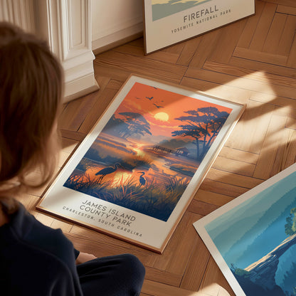 James Island County Park Matte Border Poster | Charleston, South Carolina Beach House Decor — styled in a modern interior