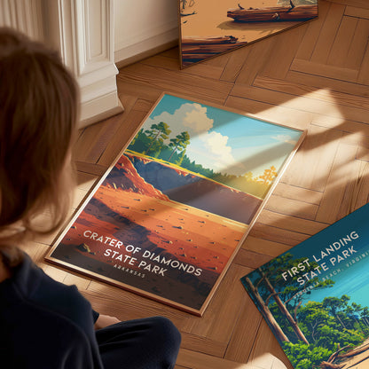 Crater of Diamonds State Park, Arkansas Poster | Gem Mining Adventure Vacation Wall Art — styled in a modern interior