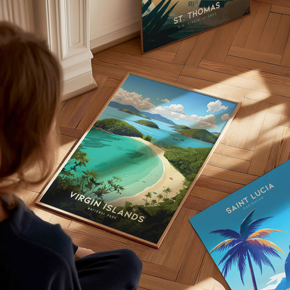 Virgin Islands National Park Poster | Trunk Bay Beach Art | Framed or Unframed
