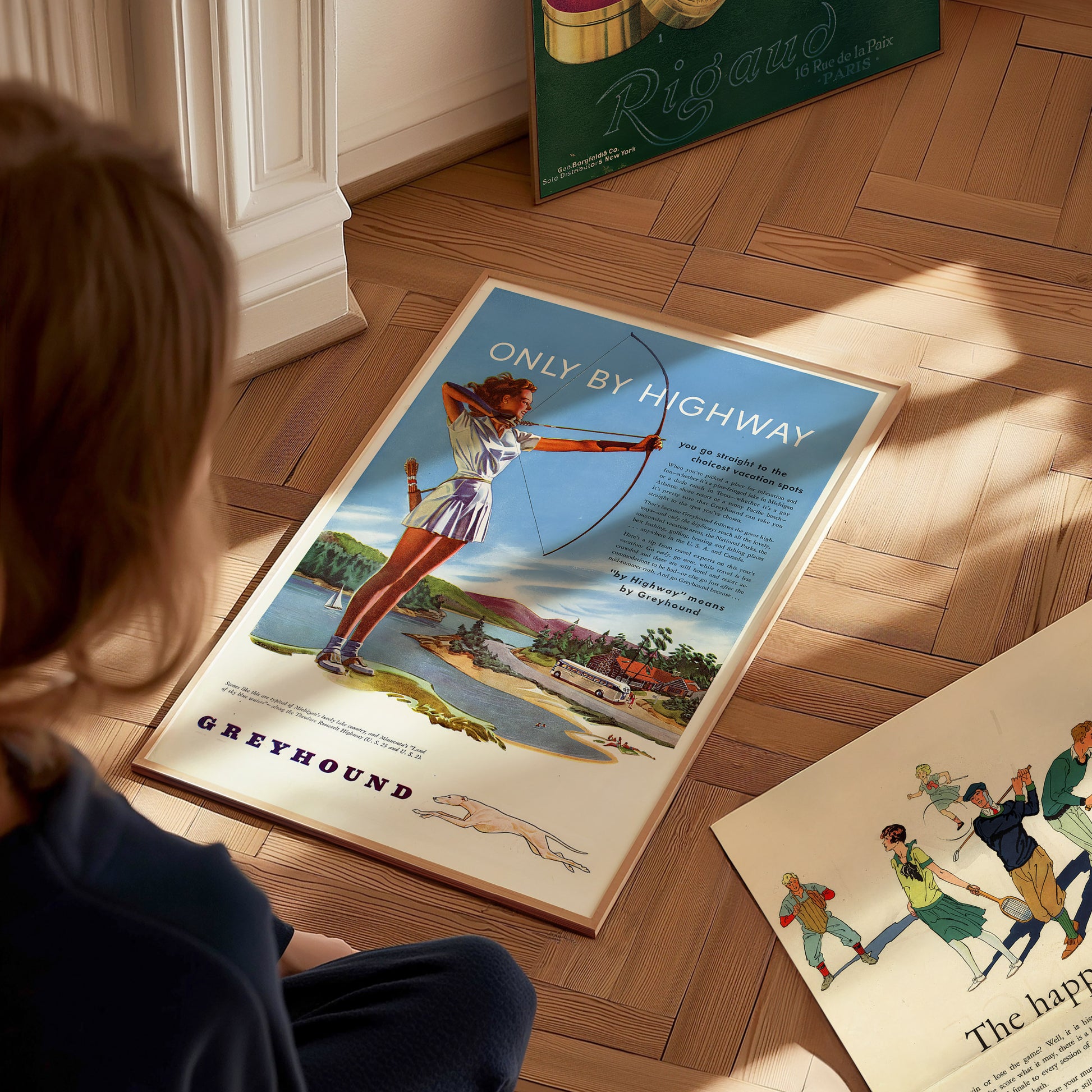 Vintage Greyhound Poster | 1940s Bus Travel Art | Framed or Unframed