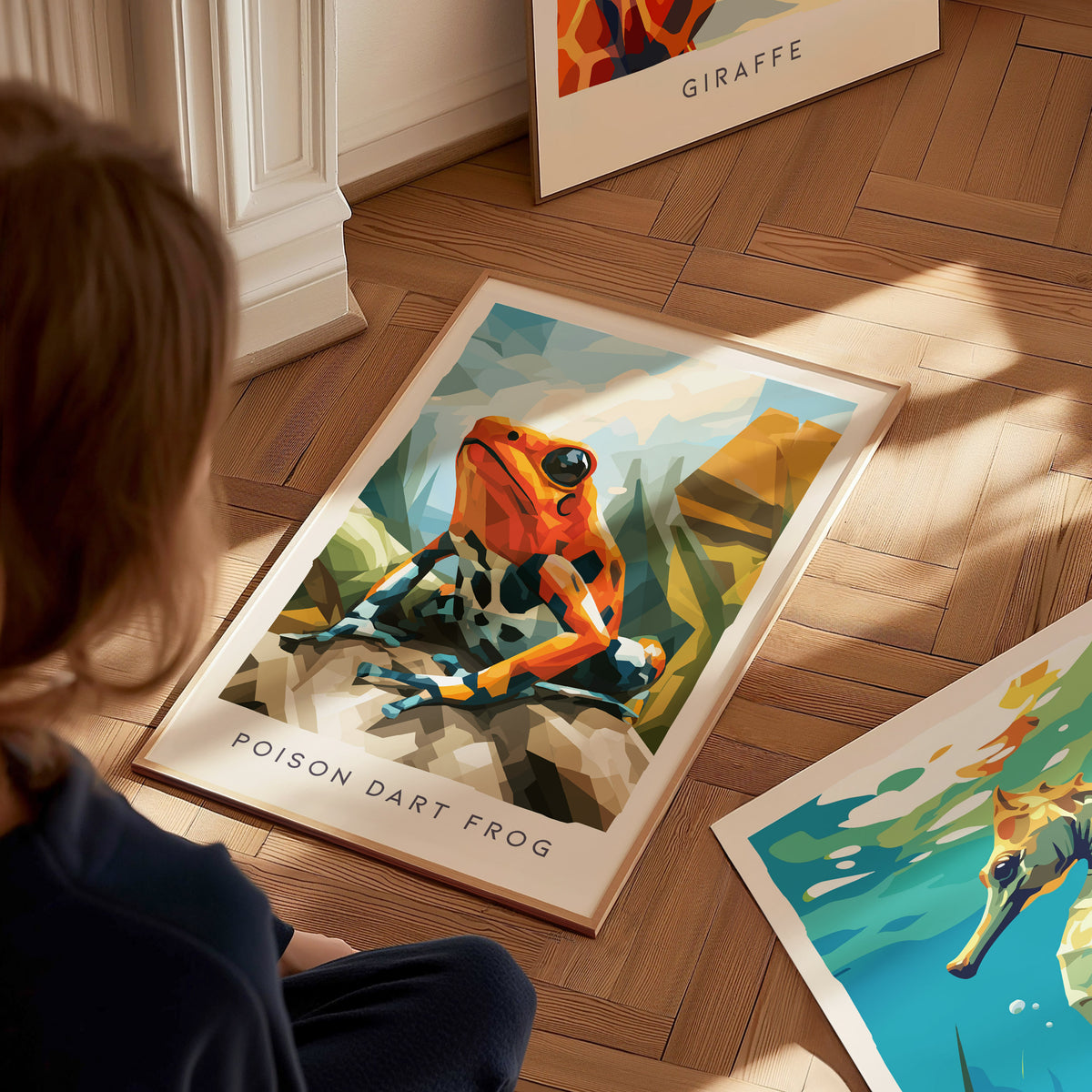 Poison Dart Frog Poster | Vibrant Rainforest Wildlife Art Wall Art — styled in a modern interior