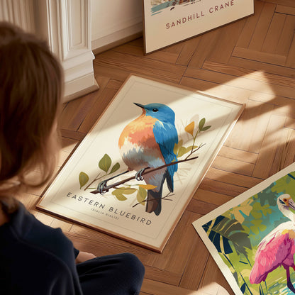 Eastern Bluebird Audubon Print | Bird Lover Cottagecore Wall Art | Framed or Unframed