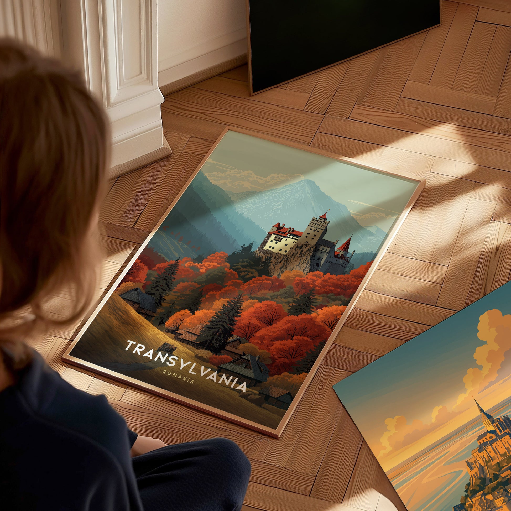 Transylvania Travel Poster | Romania Bran Castle Wall Art