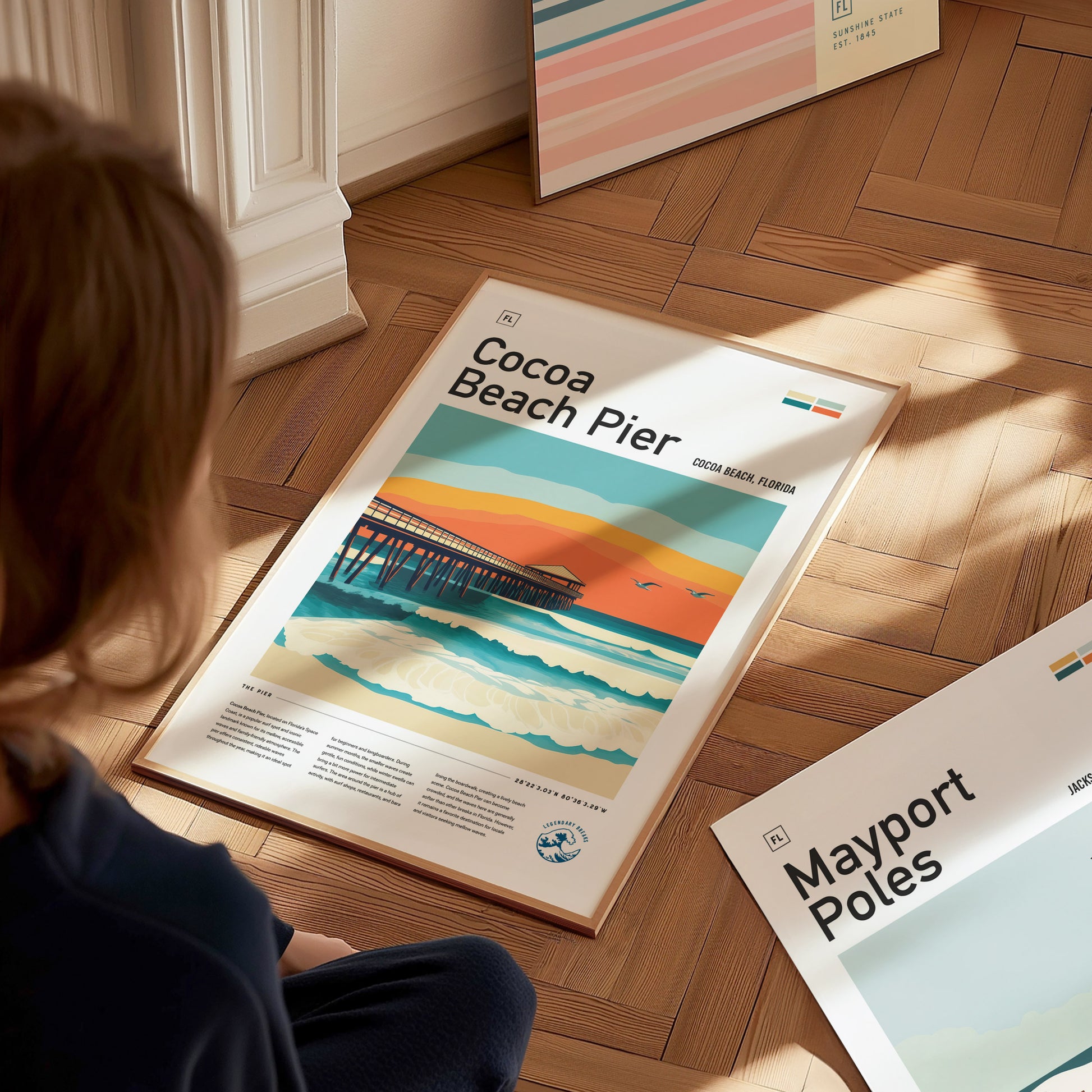 Cocoa Beach Pier Surf Spot Poster | Florida Surfer Wall Art | Framed or Unframed