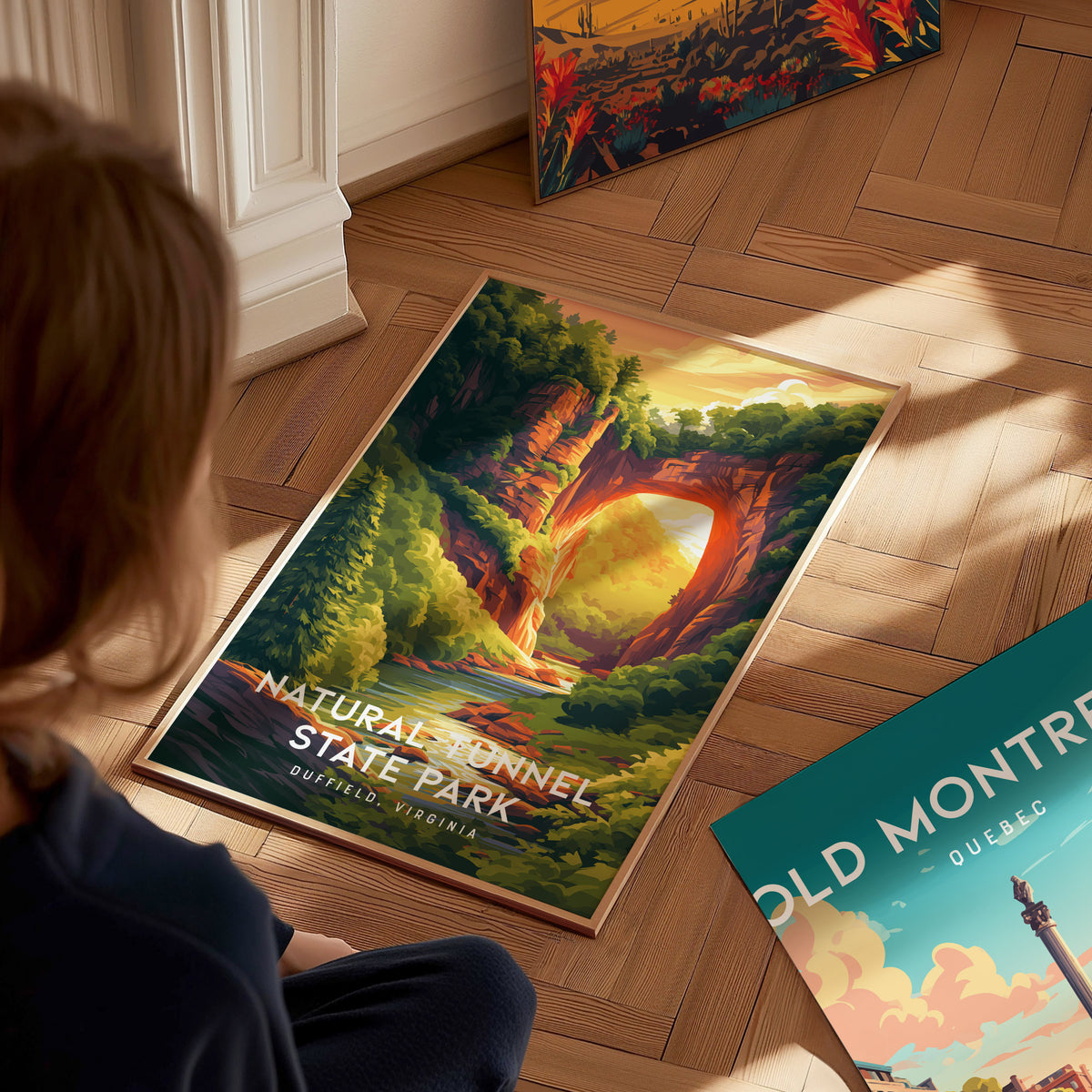Natural Tunnel State Park, Duffield, Virginia Poster | Appalachian Wonder Destination Print Wall Art — styled in a modern int