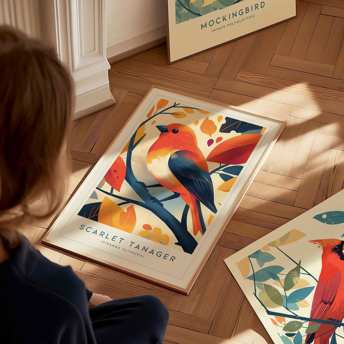 Scarlet Tanager Bird Poster | Audubon Songbird Art Birdwatcher Gift