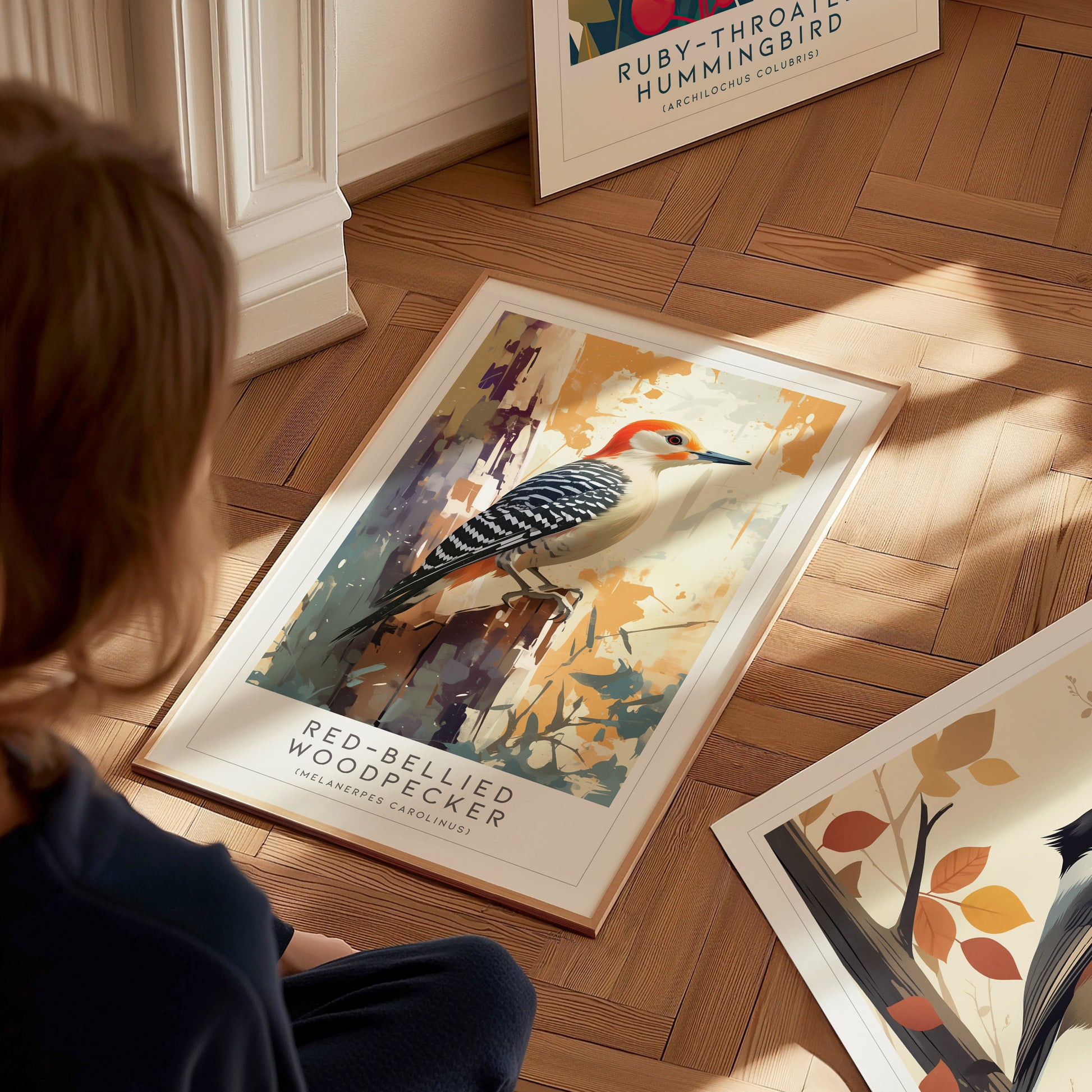 Red-Bellied Woodpecker Poster | Modern Bird Wall Art