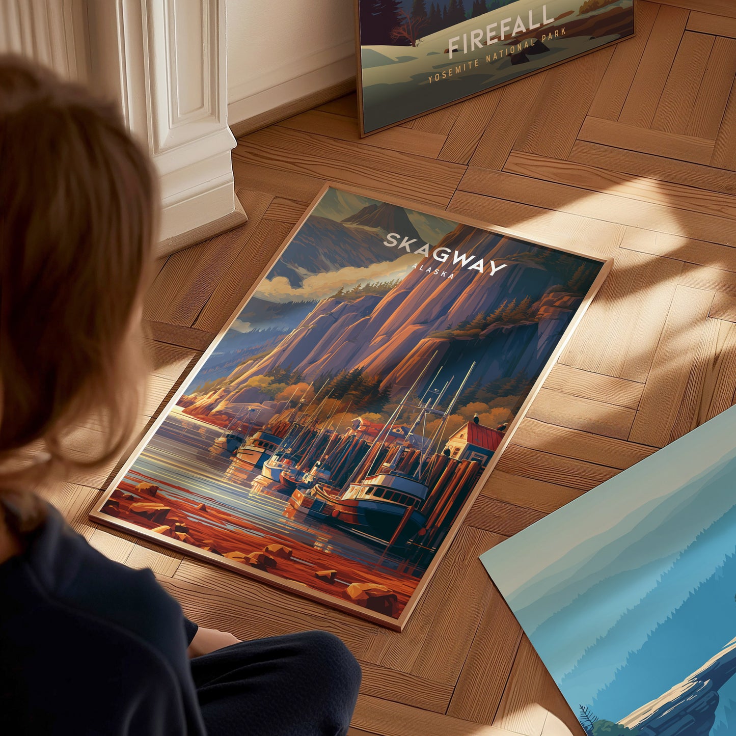 Skagway, Alaska Poster | Gold Rush Trail Mountain Wall Art — styled in a modern interior