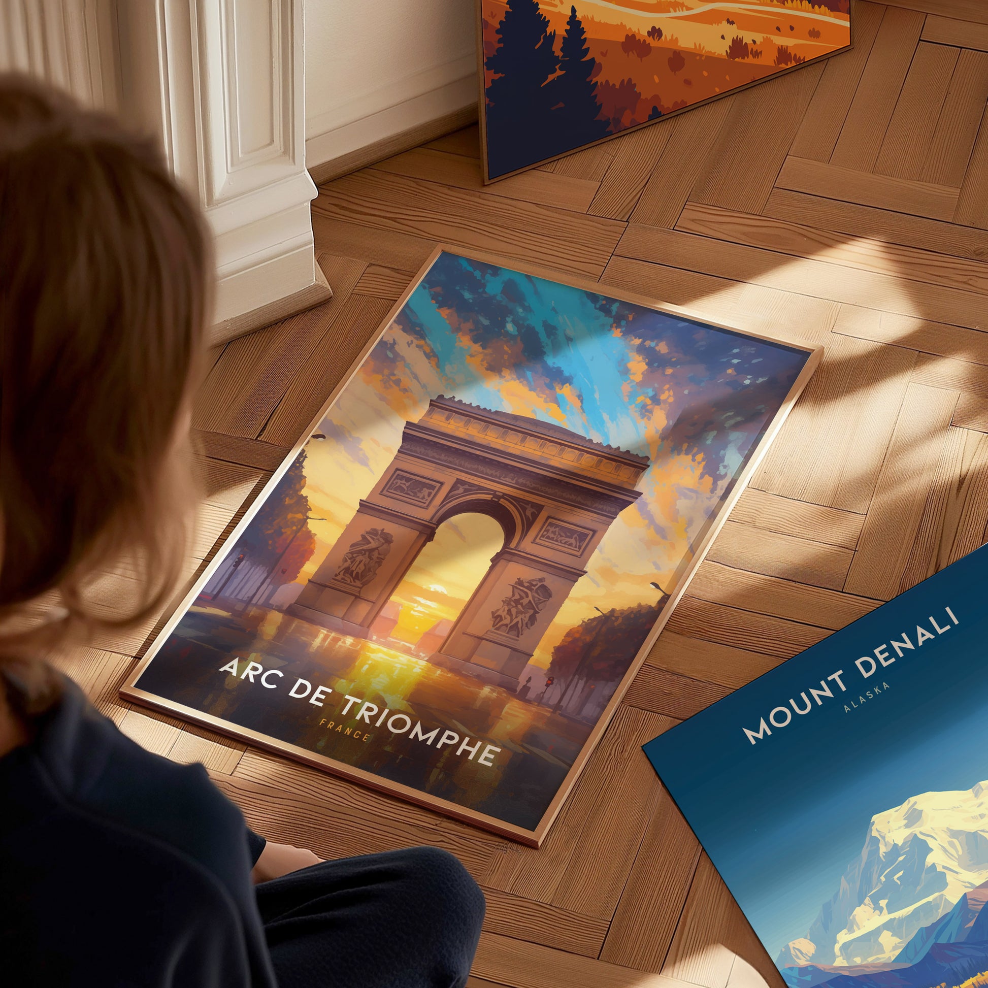 Arc de Triomphe Poster | Paris France Landmark Travel Print Wall Art | Framed of Unframed