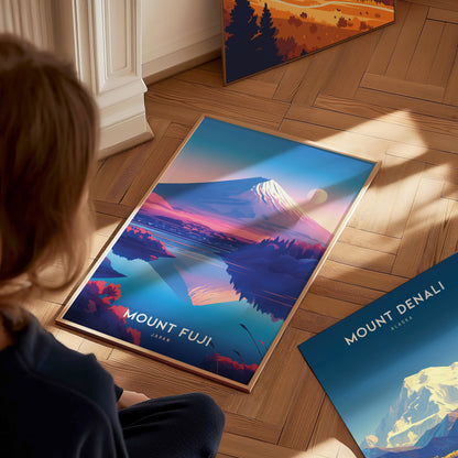 Mount Fuji Travel Poster | Japan Iconic Mountain Wall Art