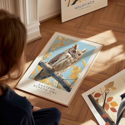 Eastern Screech Owl Poster | Bird Lover Audubon Print Wall Art | Framed or Unframed