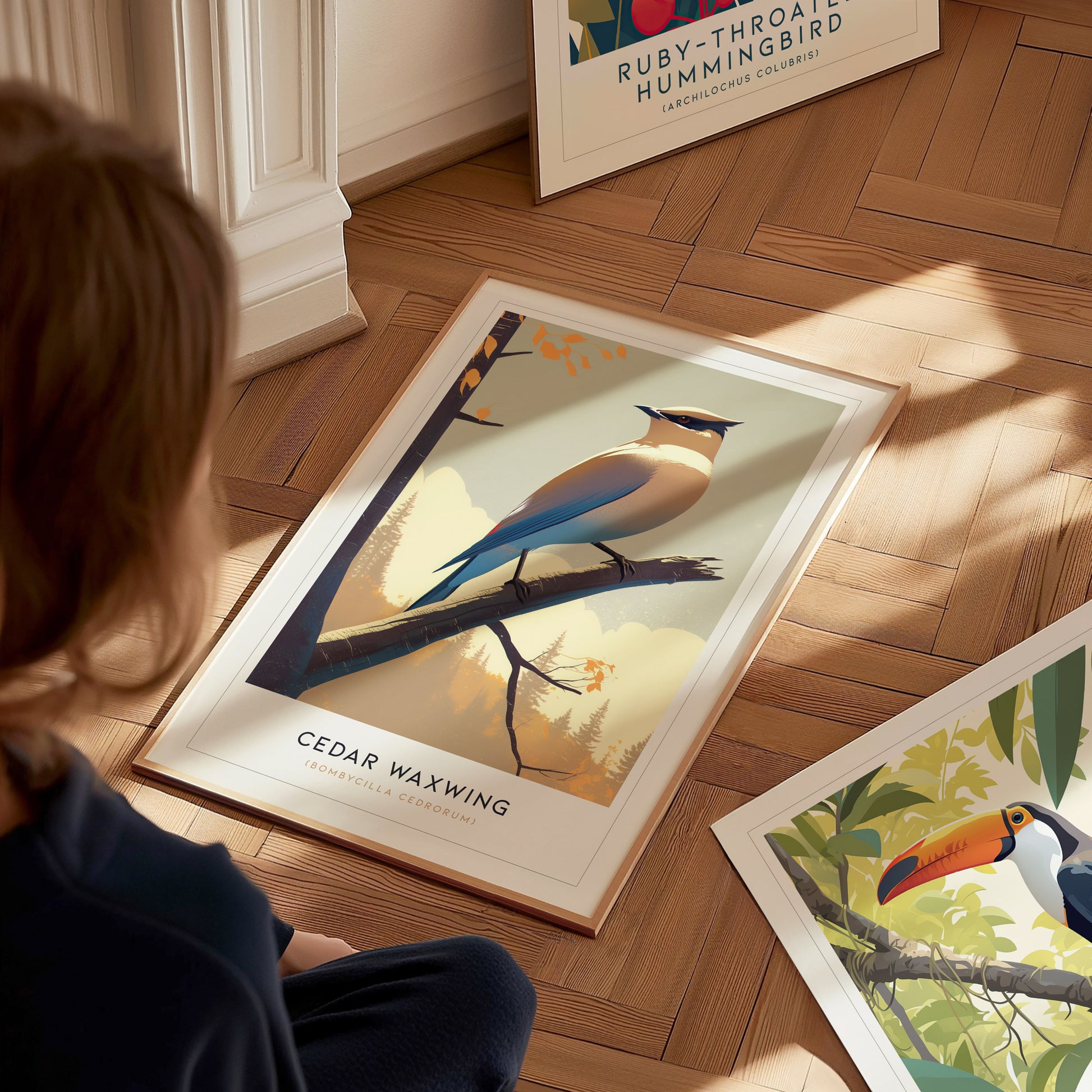 Cedar Waxwing Audubon Print | Bird Lover Modern Wall Art | Framed or Unframed