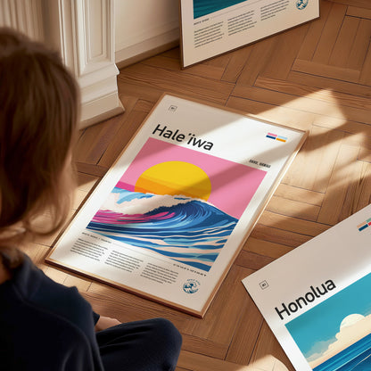 Haleiwa Surf Spot Poster | Hawaii North Shore Surfer Wall Art