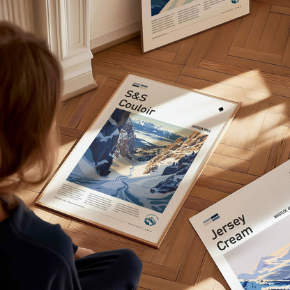 S&S Couloir, Jackson Hole Poster | Steep Chute Alpine Print Wall Art — styled in a modern interior