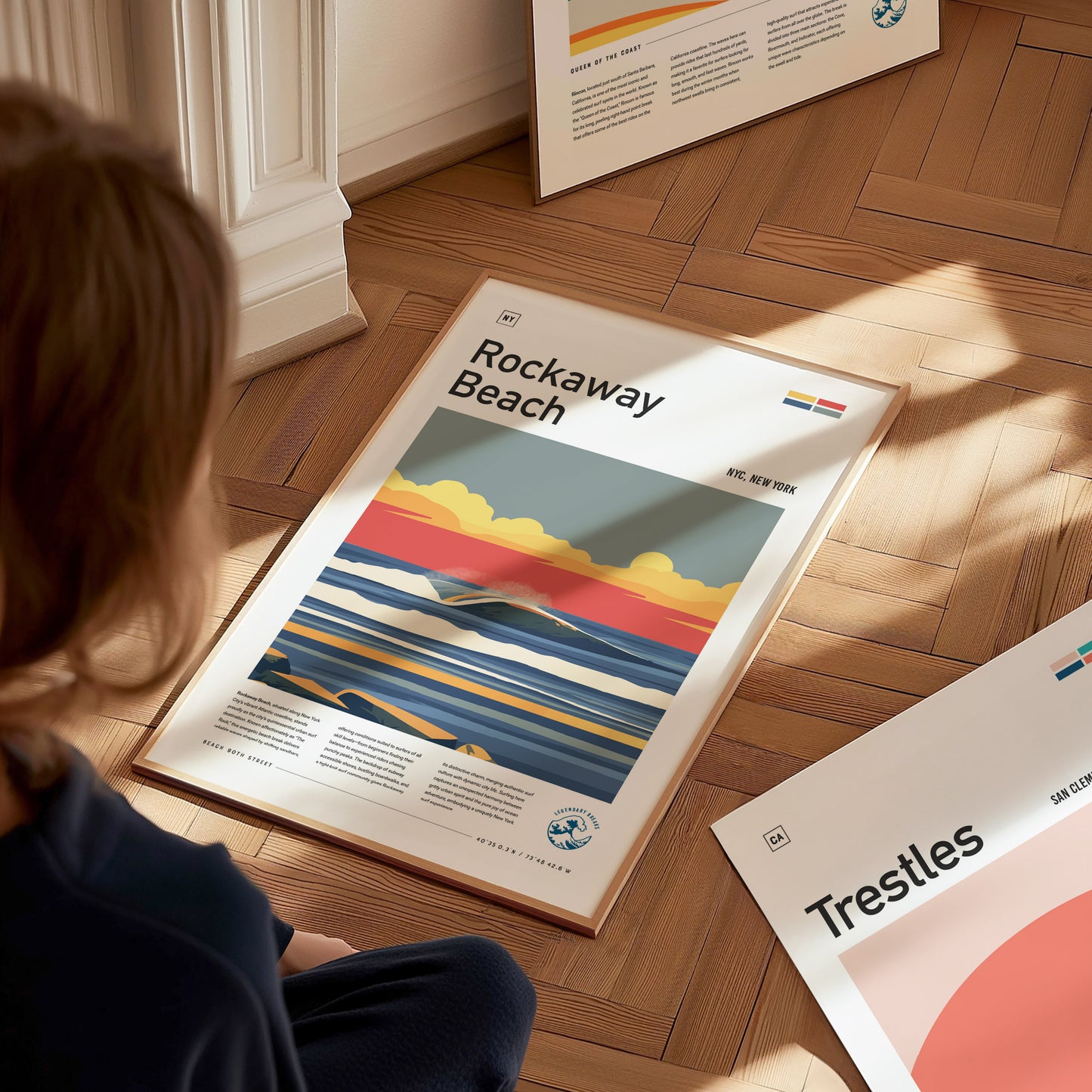 Rockaway Beach Surf Spot Poster | New York Surfer Wall Art