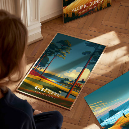 East Lake Golf Club, Atlanta, Georgia Poster | Iconic Fairways & Clubhouse Wall Art — styled in a modern interior