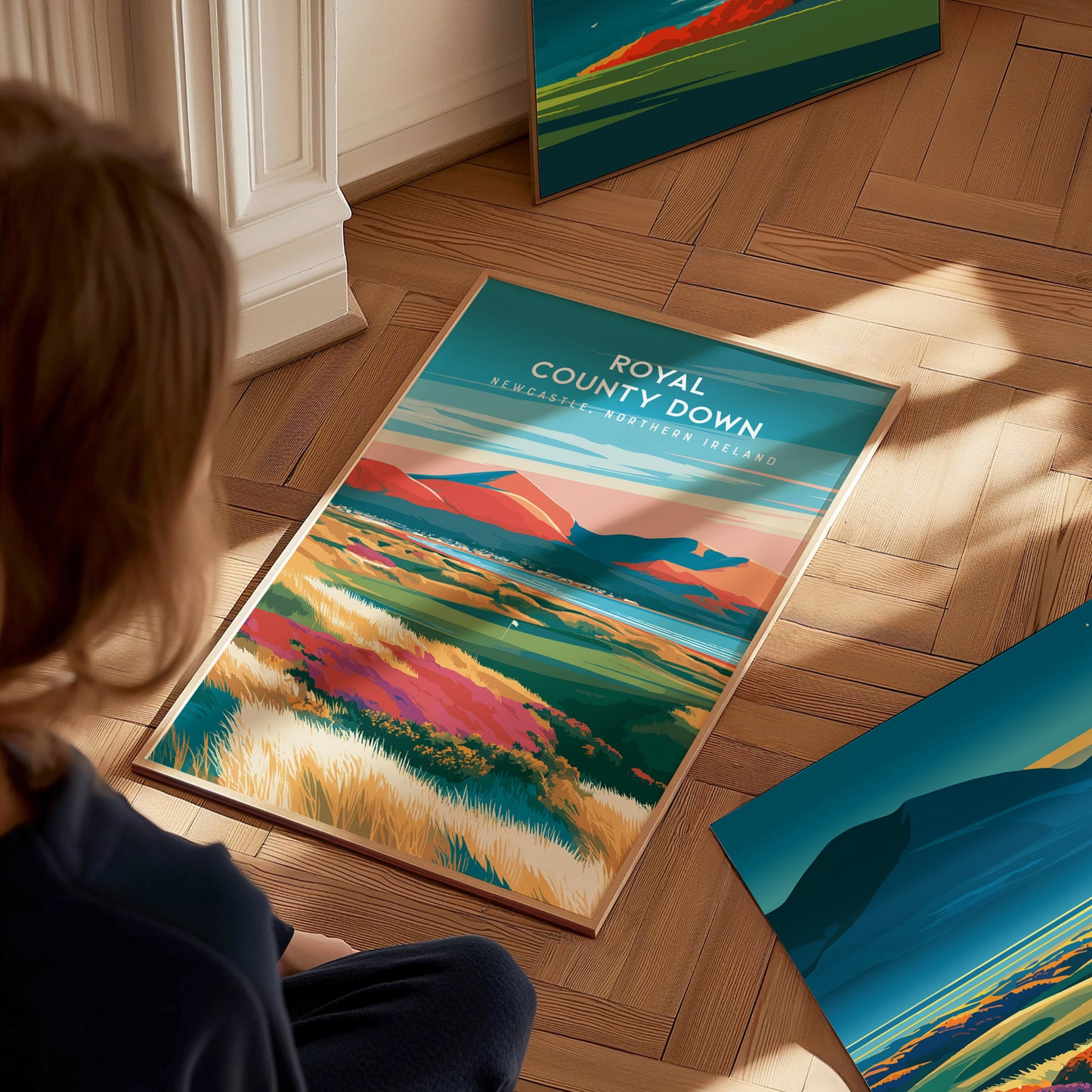 Royal County Down, Newcastle, Northern Ireland Poster | Country Club Decor Golfer Gift Wall Art — styled in a modern interior