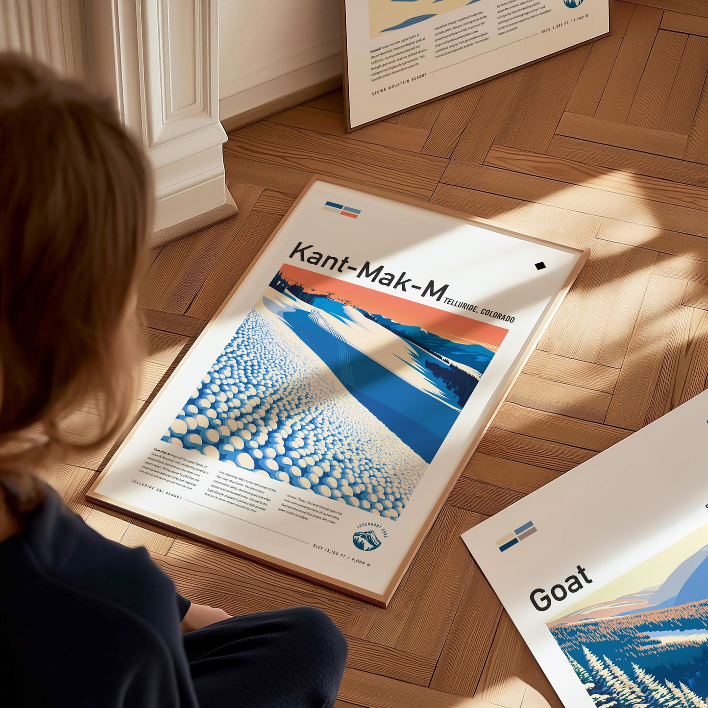 Kant-Mak-M, Telluride Poster | Alpine Ski Run Mountain Wall Art — styled in a modern interior