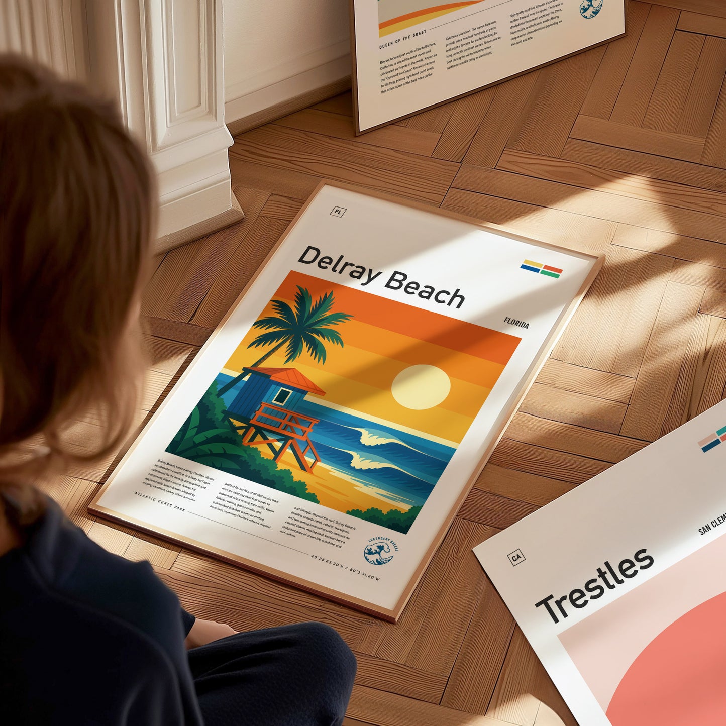 Delray Beach Surf Spot Poster | South Florida Surfing Wall Art | Framed or Unframed