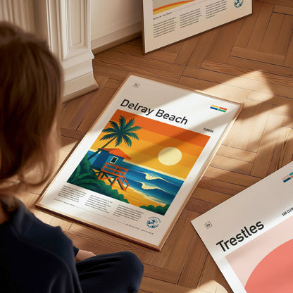 Delray Beach Surf Spot Poster | South Florida Surfing Wall Art | Framed or Unframed