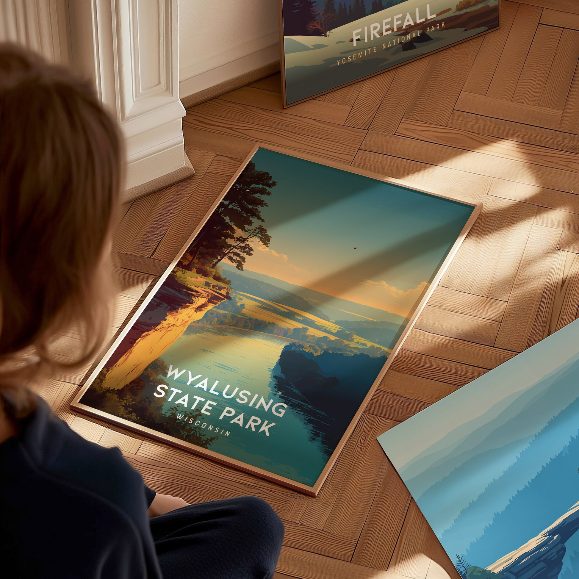 Wyalusing State Park, Wisconsin Poster | Bluffs & River Valley Vista Wall Art — styled in a modern interior