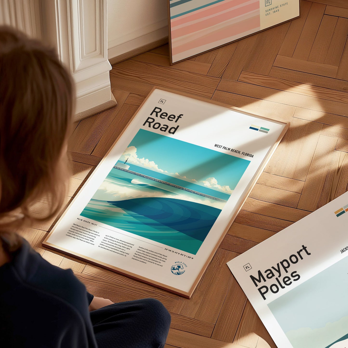 Reef Road Wave Poster | Florida Surf Spot Art | Minimalist Ocean Gift