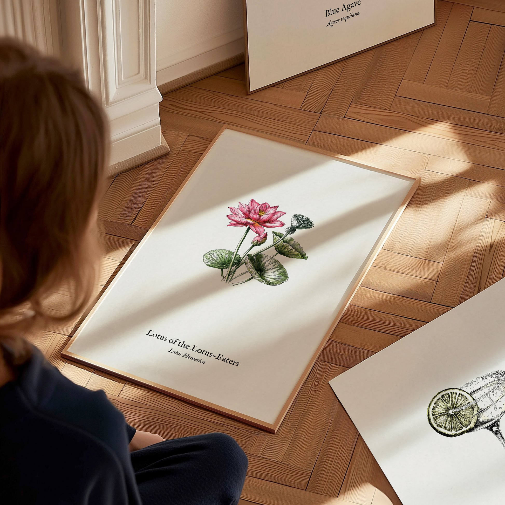 Lotus of the Lotus-Eaters Poster | Vintage Lotus Homerica Scientific Illustration Wall Art — styled in a modern interior
