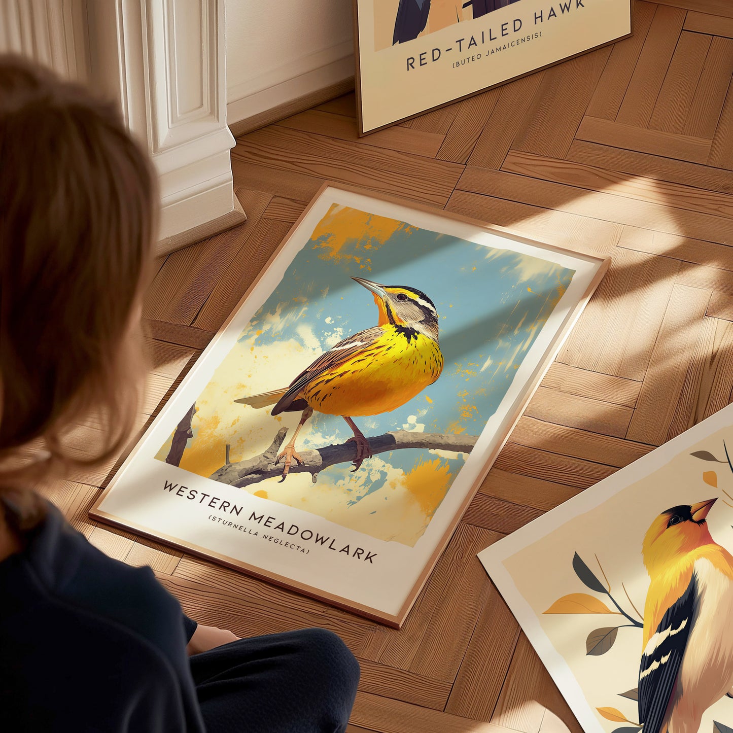 Western Meadowlark Poster | Official State Bird Prairie Songbird Art