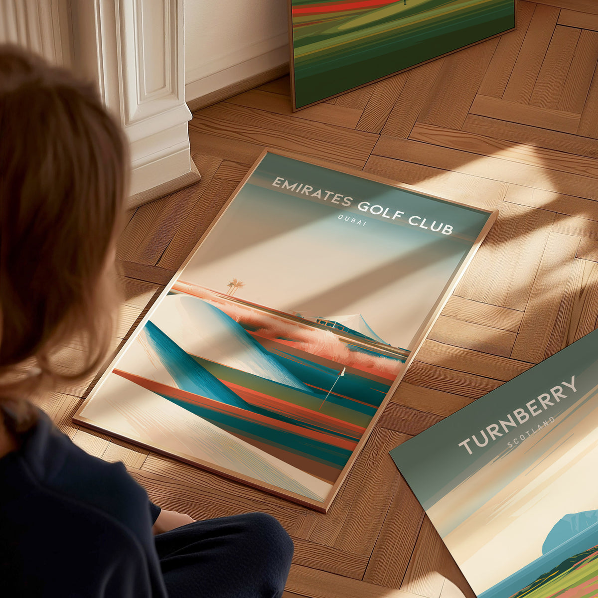 Emirates Golf Club, Dubai Poster | Golfer Gift & Links Wall Art — styled in a modern interior