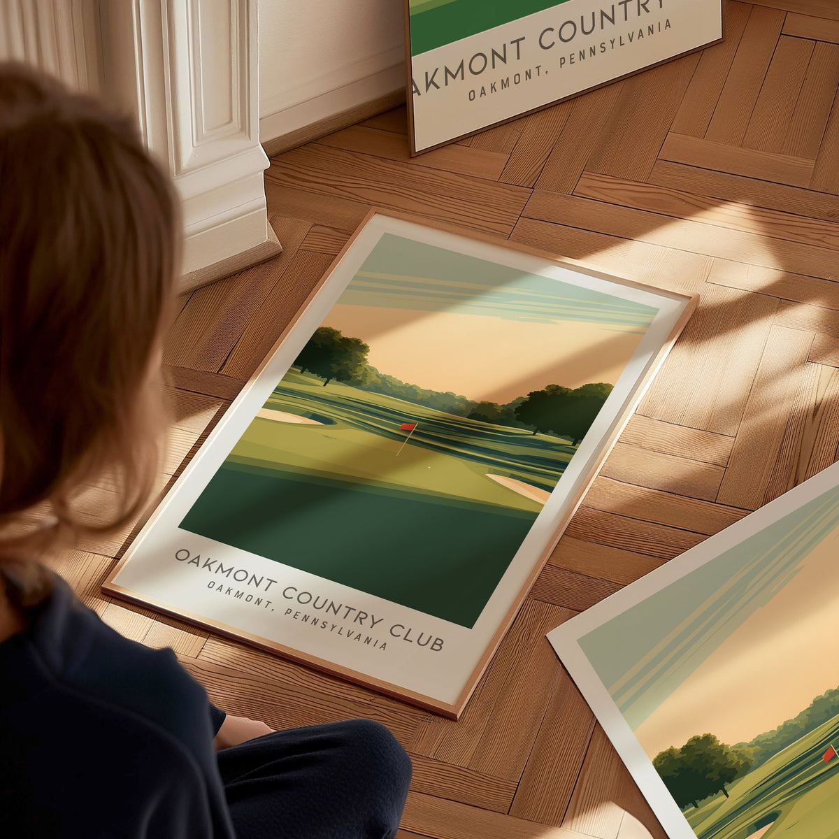 Oakmont Country Club Matte Border Poster | Oakmont, Pennsylvania Golf Course Print Wall Art — styled in a modern interior