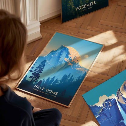 Half Dome Poster | Yosemite National Park Print | California Hiker Wall Art