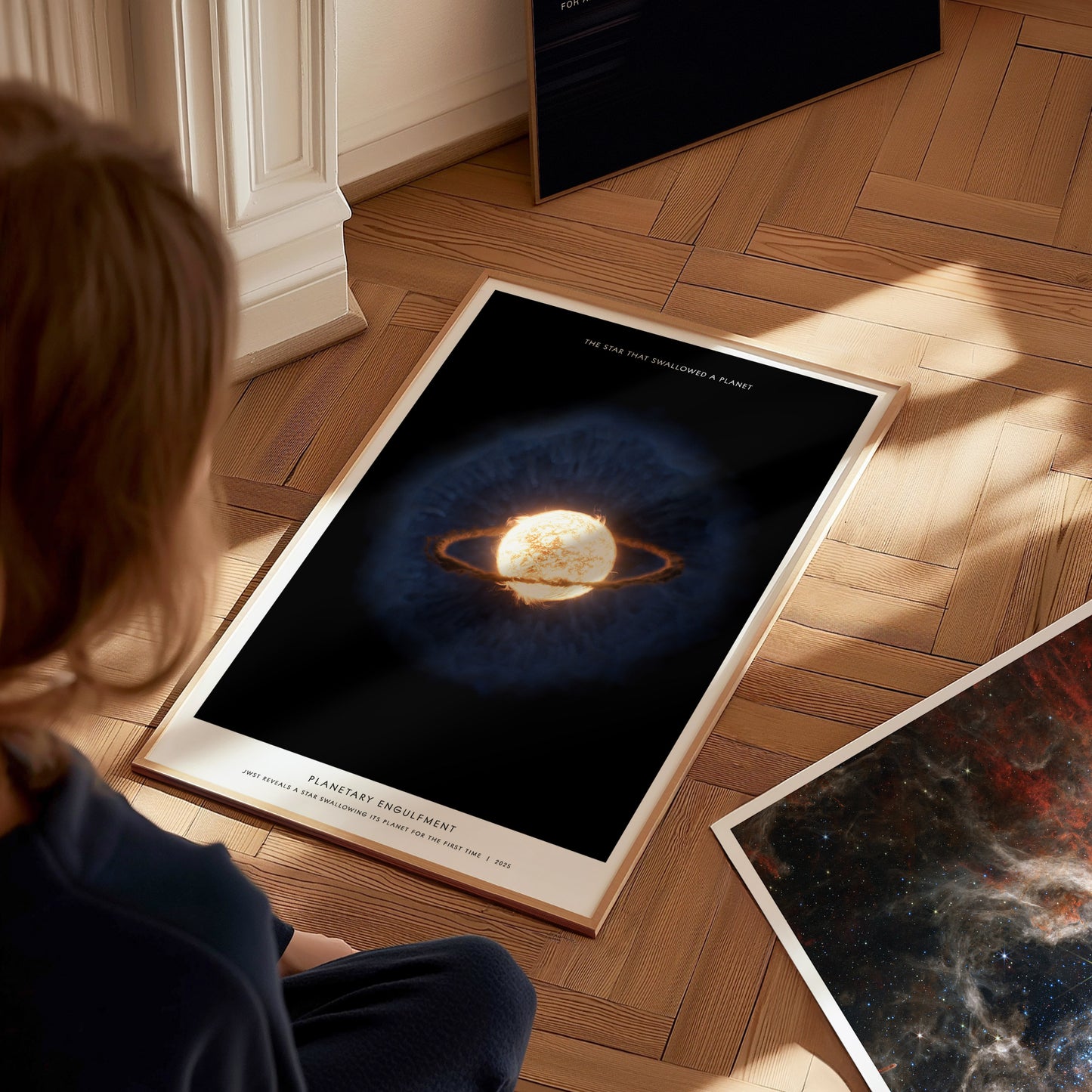 Large Planetary Engulfment James Webb poster displayed in a classroom beside STEM and astronomy posters