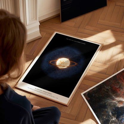 Large Planetary Engulfment James Webb poster displayed in a classroom beside STEM and astronomy posters