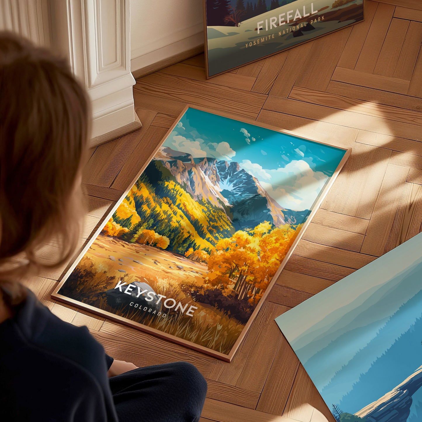Keystone, Colorado Poster | Snow-Capped Peaks & Ski Village Wall Art — styled in a modern interior