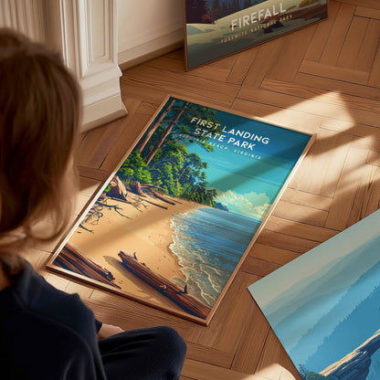 First Landing State Park, Virginia Beach, Virginia Poster | Travel Gift Destination Print Wall Art — styled in a modern inter