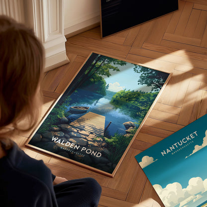 Walden Pond Poster | Massachusetts Thoreau Nature Wall Art New England