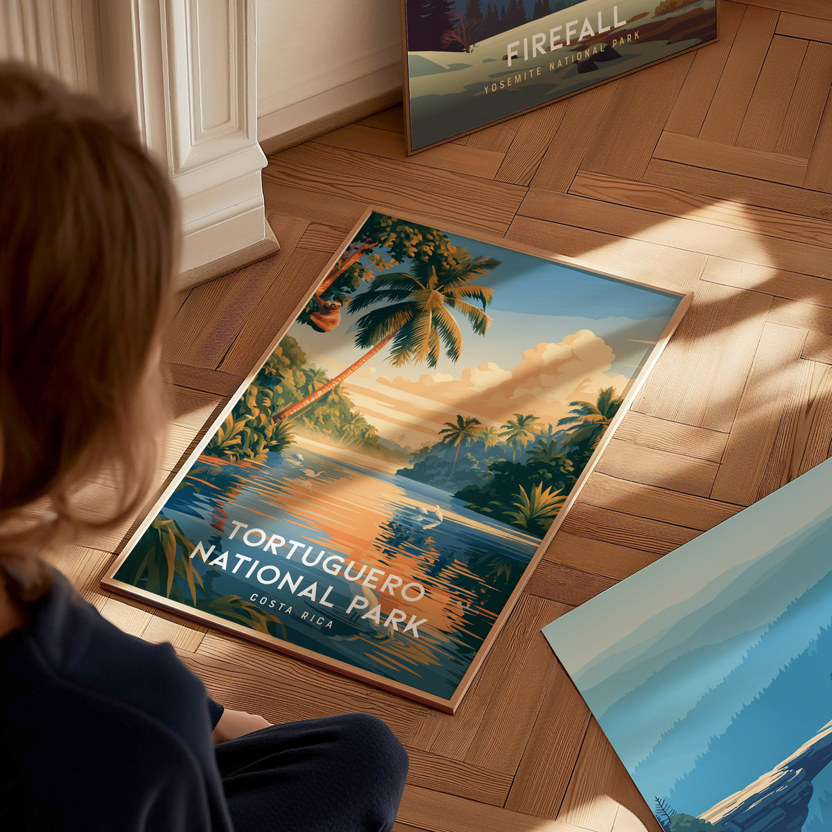 Tortuguero National Park, Costa Rica Poster | Sea Turtle & Rainforest Canal Wall Art — styled in a modern interior