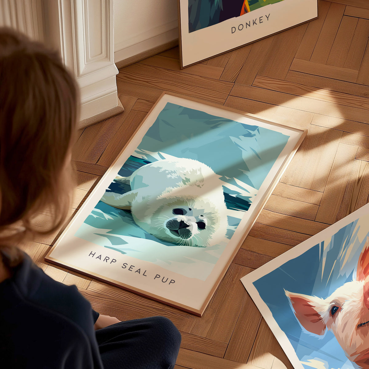 Harp Seal Pup, Pagophilus groenlandicus Poster | Arctic Wildlife Wall Art — styled in a modern interior