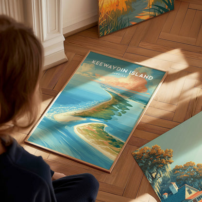 Keewaydin Island, Florida Poster | Secluded Beach & Coastal Decor Wall Art — styled in a modern interior