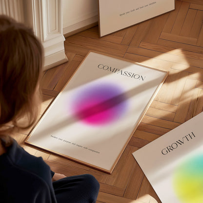 Compassion Aura Poster | Minimalist Modern Typography Wall Art | Framed or Unframed
