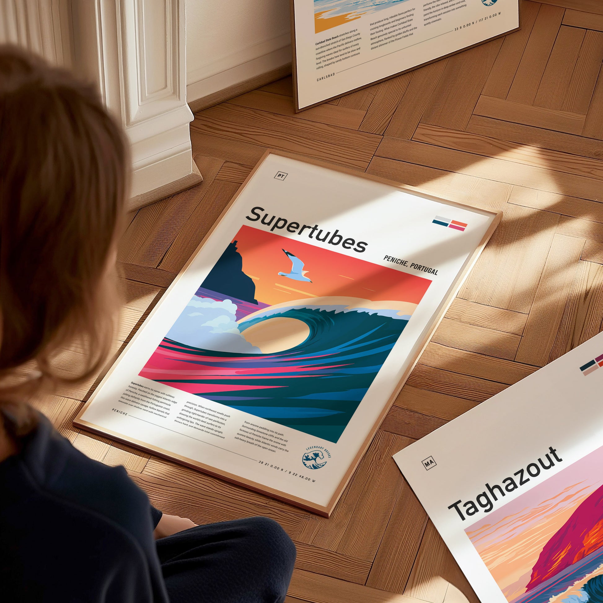 Supertubes, Portugal Poster | Perfect Barrels & Atlantic Swells Wall Art — styled in a modern interior